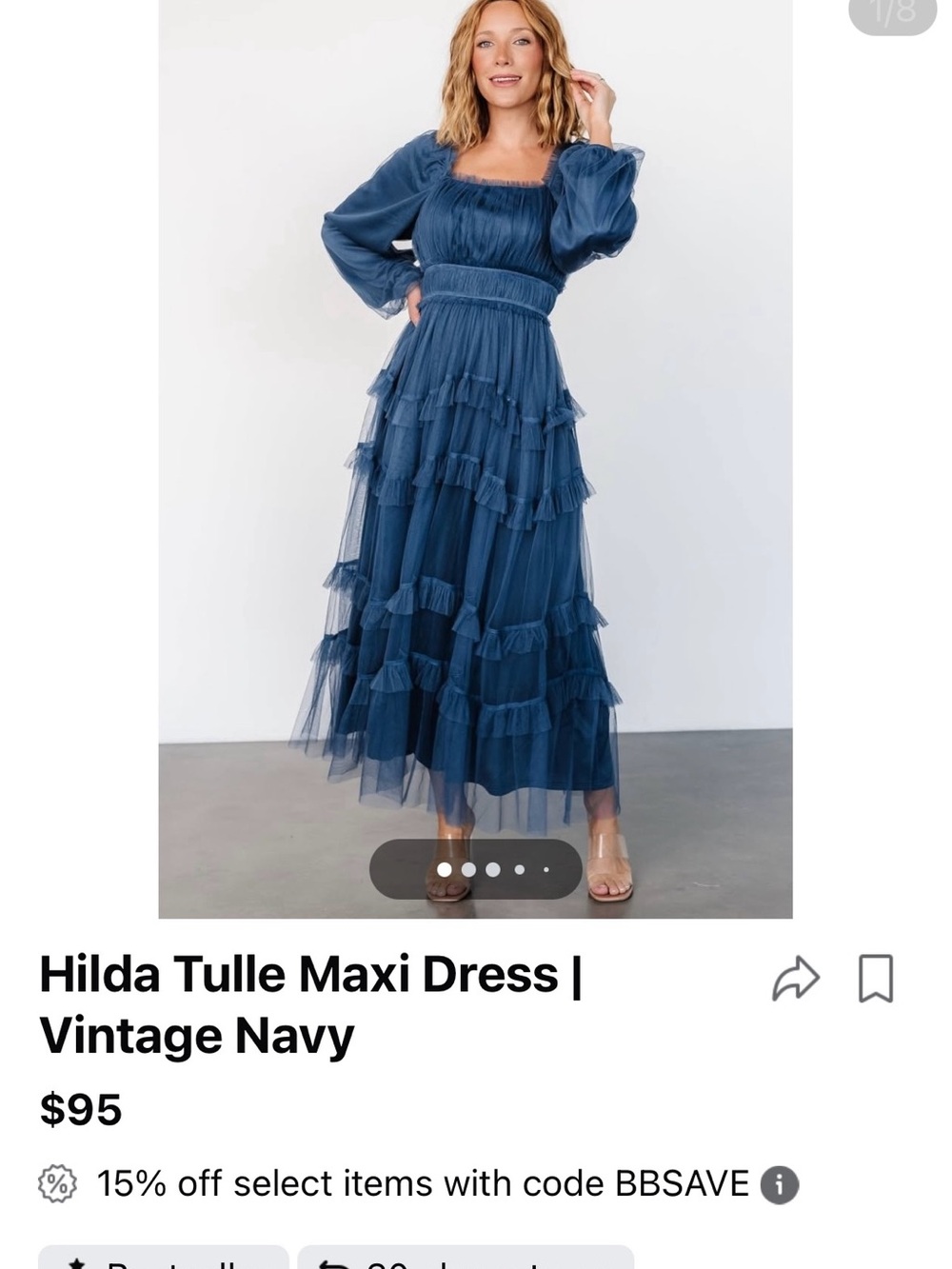 Baltic Born Navy Tulle Maxi Dress